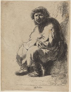 Bankta Oturan Dilenci by Costantino Cumano after Rembrandt van Rijn