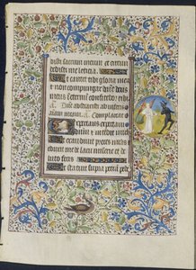 Saatler Kitabından Yaprak: Şeytanı Kovalayan Melek recto , c. 1460.
