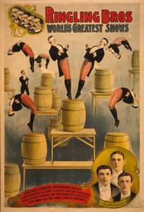 Ringling Bros, dünyanın en iyi şovları Raschetta kardeşler, muhteşem takla atıcılar, c. 1900 by Courier Company Lith.