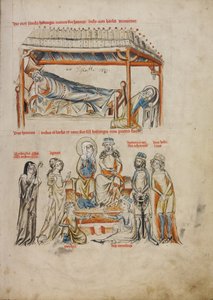 Heinrich Uyuyor ve Hedwig Dua Ediyor. Heinrich ve Hedwig Çocuklarıyla, 1353 by Court workshop of Duke Ludwig I