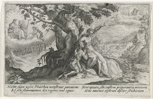 Clymene en Phaethon Metamorfozlar van Ovidius (dizi başlığı) by Crispijn van de Passe (I)