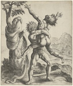 Herkül Antaeus ile güreşir by Crispijn van de Passe (I)
