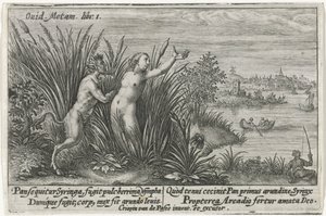 Pan en Syrigs Transfigured Van Ovid (dizi adı) by Crispijn van de Passe (I)