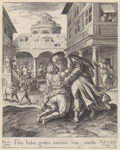 Prodigal Oğlunun Eve Dönüşü Savurgan Oğul benzetmesi (dizi başlığı) by Crispijn van de Passe (I)