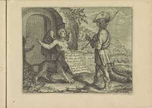 Gesprek tussen een sfinx en een herder Çoban kılığında Hıristiyanlığın en büyük hanımlarından bazılarının gerçek portreleri. (dizi adı) by Crispijn van de Passe (II)
