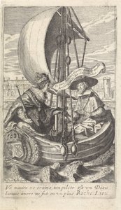 Bir mavnada Kral Louis XIII ve Kardinal Richelieu by Crispijn van de Passe (II)
