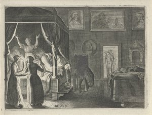 Yatakta kusan adam by Crispijn van den Queborn