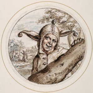 Fool with Cap and Bells, 17. yüzyılın başları (kahverengi, gri ve gül desenli kalem ve kahverengi mürekkep)