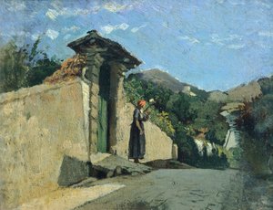 Manzara çalışması, yaklaşık 1860, Cristiano Banti (1824-1904), gemide tuval üzerine yağlı boya by Cristiano Banti