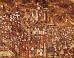 Cenova ve kalesinin görünümü (detay) 1597 (tuval üzerine yağlı boya) by Cristoforo de Grassi