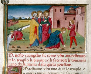İsa doğuştan kör bir adama görüş verir Minyatür, Yeni Ahit Tarihinden sonra Cristoforo De Predis (1440-1486) (fol. 7) by Cristoforo De Predis