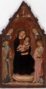 İki Melek ve Aziz Anthony Abbot ve İskenderiyeli Catherine ve Çarmıha Gerilme ile Bakire ve Çocuk by Cristoforo di Bindoccio, Meo