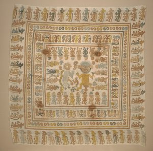 "Mahkum" kumaşından panel, c.1300-1470 (pamuk ve boyalar) by Culture Chimu