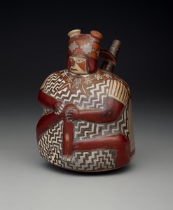 Yaralı bir savaşçıyı betimleyen gemi, Erken Orta dönem, Nazca Aşama 7, c.500-600 (seramik)
