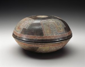Soyut Desenli Çift Kase, MÖ 900-200 (çok renkli reçine boyalı toprak kap) by Culture Paracas