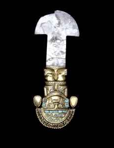 Tören tumi, Orta Sicán dönemi, 900-1100 (altın, gümüş ve turkuaz)