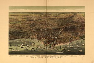 Chicago şehri. by Currier and Ives