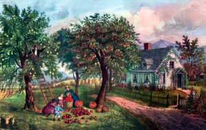 Sonbaharda Amerikan Çiftliği, 1869 by Currier and Ives