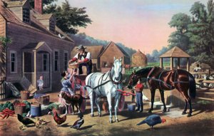 Pazara Hazırlanmak, 1856. by Currier and Ives