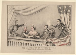Başkan Lincoln'ün Fords Tiyatrosu'nda Suikastı, Washington DC, 14 Nisan 1865, 1865. by Currier and Ives