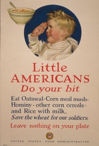 Küçük Amerikalılar, üzerinize düşeni yapın. Buğdayı askerlerimiz için saklayın - Tabağınızda hiçbir şey bırakmayın by Cushman Parker
