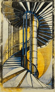 The Tube Staircase, c.1930 (Japonya kağıdına renkli olarak basılmış linocut)