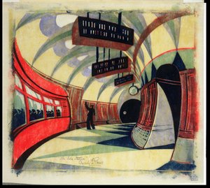The Tube Train, c.1932 (linocut) (ayrıca bkz. 246012)