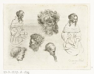 Kafaları ve kadın bedenleri ile çalışma sayfası by D. van den Bosch