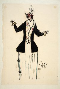 Ceket ve Yelek için Tasarım, Plaka 2, Kitap 4, 'Wiener Werkstatte Mode 191415'ten bir çizim, pub. Eduard Kosmack, Viyana, 1914-1915 (el boyaması linocut)