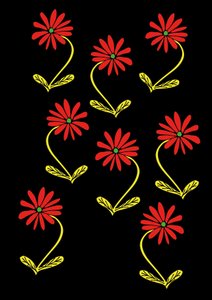 Papatyalar Tekrar Siyah Arka Plan (dijital)