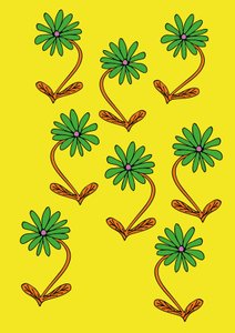 Papatyalar Tekrar Sarı Arka Plan (dijital)