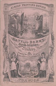 Davy ve Berry için ticaret kartı, Book-Binder and Printer, 19. yüzyıl. by Dallinger