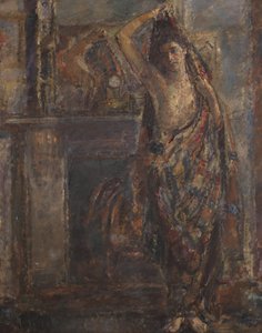 Şöminenin yanında duran dökümlü kadın (verso),1938 (tuval üzerine yağlı boya)