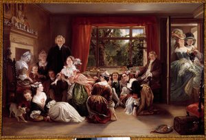 Bir İngiliz burjuva iç mekanında terlik avı Oyunu sahnesinin oyunu. Daniel Maclise (1806-1870) tarafından yapılan tablo 19. yüzyıl Özel koleksiyon