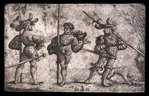 Halberds ile Silahlı Üç Alman Askeri by Daniel Hopfer