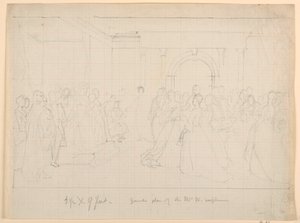 Çizim, Martha Washington Resepsiyonu için Genel Plan, 1860 by Daniel Huntington
