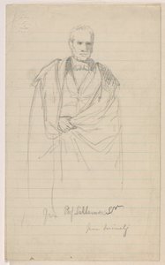 Çizim, Prof Benjamin Silliman, Sr. Ayakta; Solda: Profesör Benjamin Silliman, Sr. Oturan, 1858 by Daniel Huntington