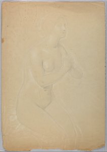 Çizim, "Bir Magdalen" için çalışma, F, 1852 by Daniel Huntington