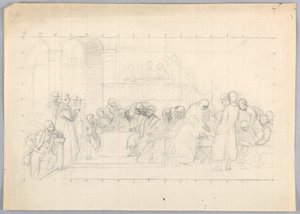 Çizim, "Bilimsel Grup" için Çalışma, 1858 by Daniel Huntington