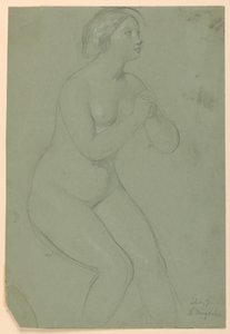 "A Magdalen" için Çıplak Kadın Çalışması by Daniel Huntington