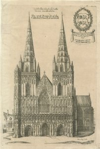Lichfield Katedrali - Batı Cephesi: gravür ve [?17. yüzyıl sonu] by Daniel King