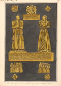 Dr. James Goode ve eşi Joan, Edward Clinton'ın kızı, West Drayton Kilisesi için Pirinç Levha by Daniel Lysons