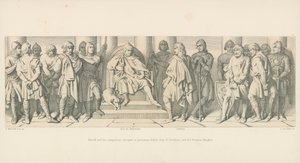 Harold ve Yoldaşları, Mahkumlar olarak, Guy of Ponthieu ve Norman Şövalyelerinin önüne getirildiler. by Daniel Maclise