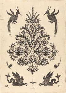 Üstte ve Altta Sofra Taşlı ve Kanatlı Griffinli Broş by Daniel Mignot