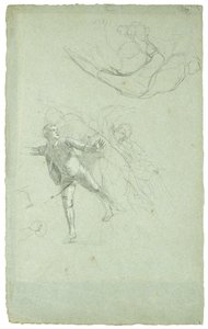 Cebelitarık Kuşatması Çalışması (Uzun Teknede Top Üzerinde Bir Figür Çalışması), 1785-1786 (gri-mavi kağıt üzerinde siyah beyaz tebeşir) by Daniel Mytens