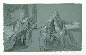 Mansfield'ın İlk Earl'ü William Murray için çalışma, 1782-1783 (mavi-gri kağıt üzerinde grafit ve siyah beyaz tebeşir) by Daniel Mytens