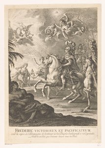 At sırtında Büyük Frederick ile alegorik temsil Fréderic victorieux et pacificateur (...) (nesne üzerindeki başlık) by Daniel Nikolaus Chodowiecki