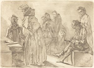 Altı Bayan ve Sanatçı ile Parti by Daniel Nikolaus Chodowiecki