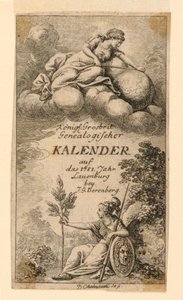 "Königl: Grosbrit [anian] şecere takvimi, J.G. Berenberg tarafından 1781 yılı Lauenberg için" Başlık Sayfası by Daniel Nikolaus Chodowiecki