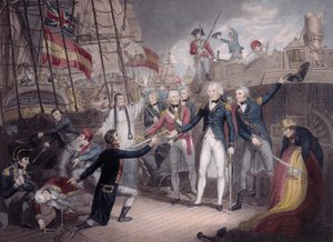 Amiral Nelson İspanyol Amirallerin Kılıcını Alırken, St. Vincent Savaşı
